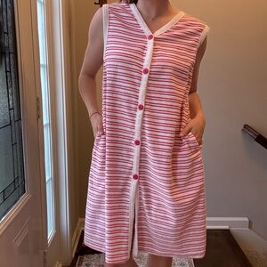 Blair Pink and White Striped Button-Up Dress